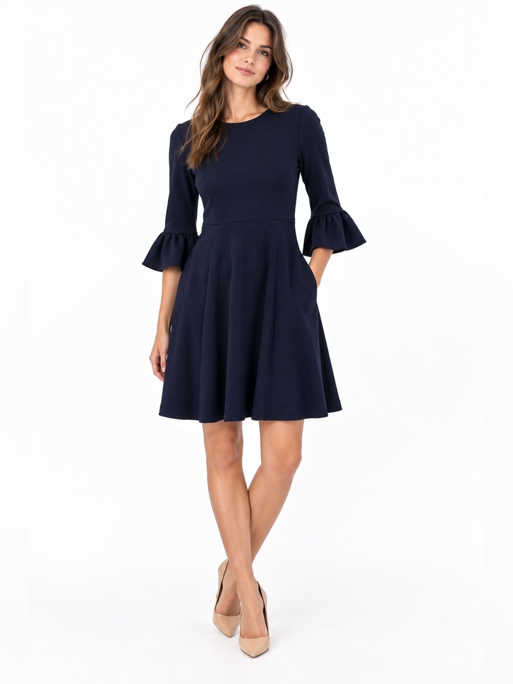 NWT Kate Spade New York Black Ruffle Sleeve Fit & Flare Dress size large